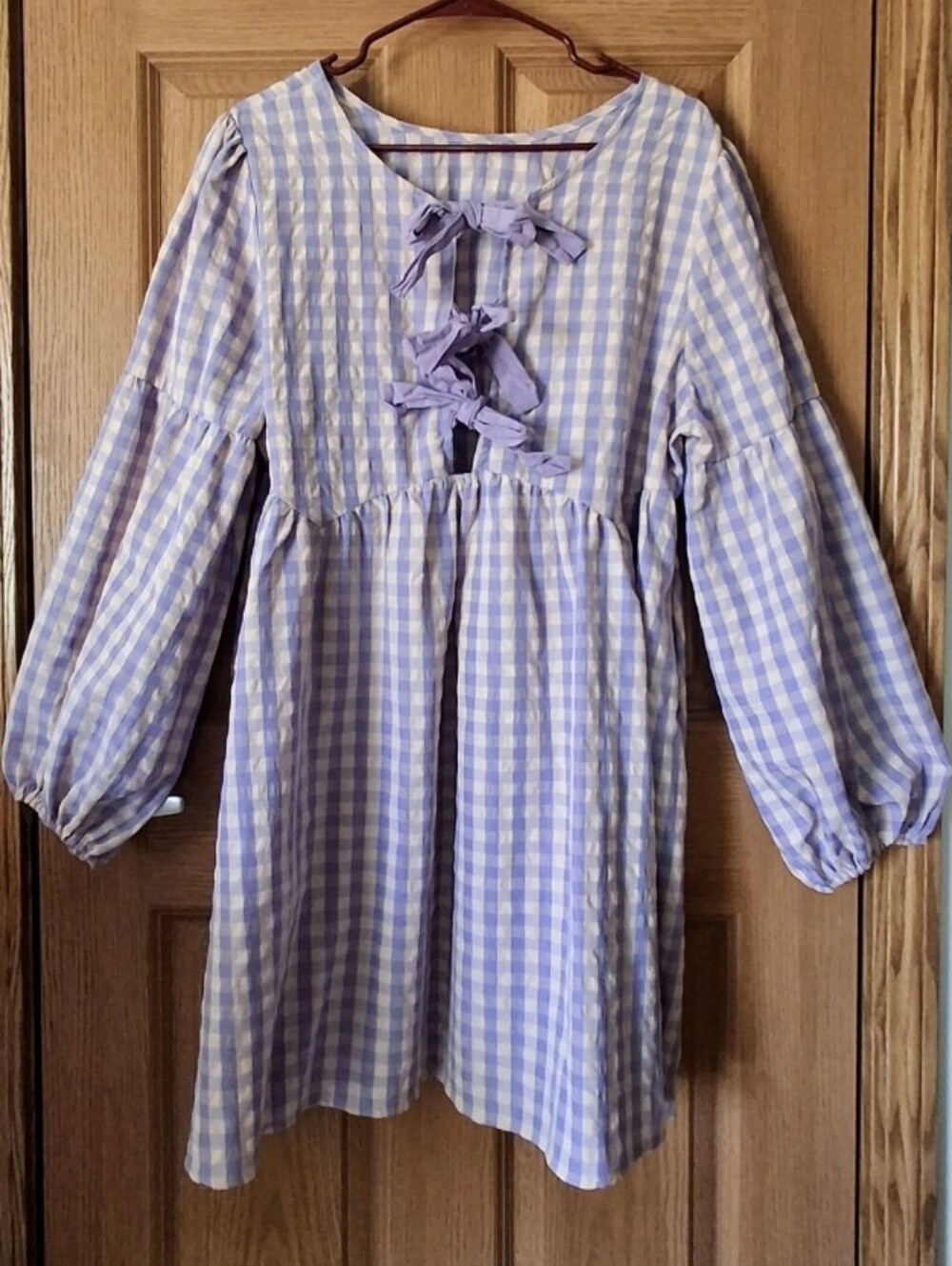 BiBi BABYDOLL Lavender-Purple Gingham Checkered Dress (XL)